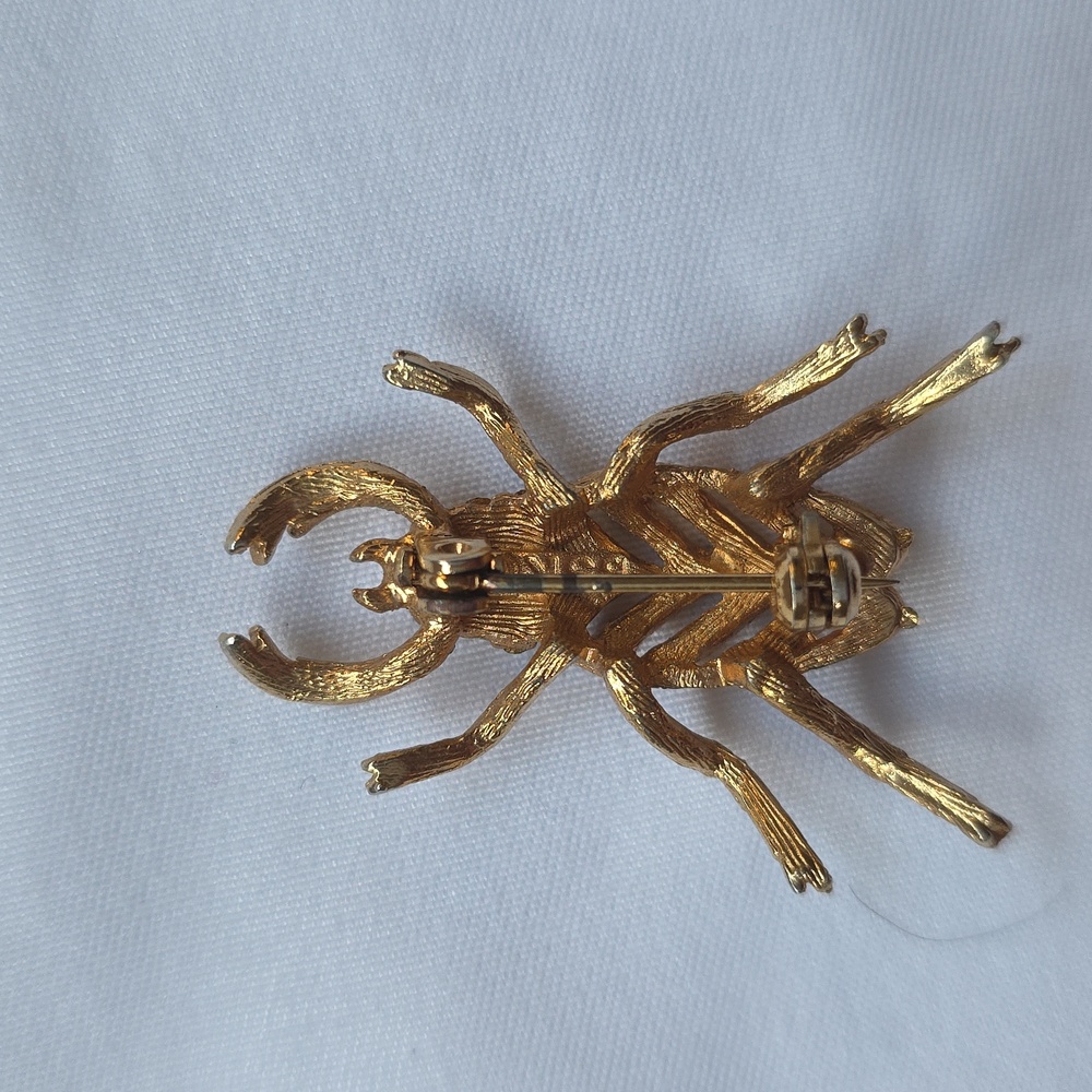 Gold Insect Brooch with Multicolor Gems - Picture 2 of 3